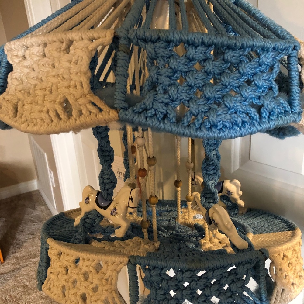 Super cool vintage, handmade merry-go-round swag lamp